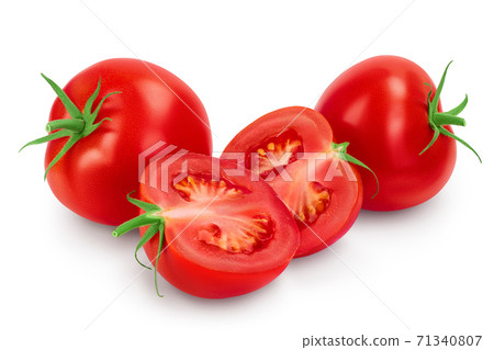 Tomato with half isolated on white background with clipping path and full depth of field. Tomato with half isolated on white background with clipping path and full depth of field. 71340807