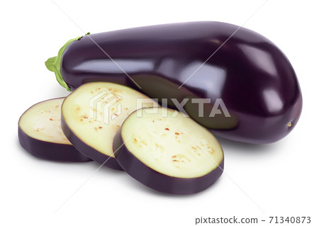 Eggplant or aubergine isolated on white background with clipping path and full depth of field 71340873