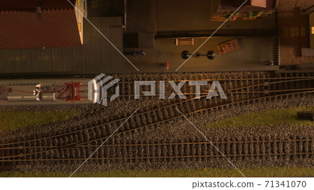 Top view train on the station. Top view train on the station. 71341070