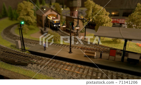 Model of retro railway station. Model of retro railway station. 71341206