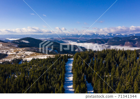 Morning in the mountains. Carpathian Ukraine, Aerial view. Morning in the mountains. Carpathian Ukraine, Aerial view. 71341344