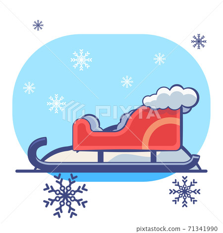 Red Santa sledge on white isolated backdrop 71341990