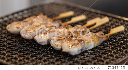 Nagoya Cochin (local chicken) yakitori and meatballs Nagoya Cochin (local chicken) yakitori and meatballs 71343415