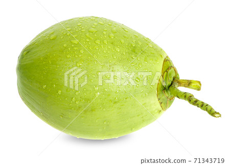 water drop green coconut isolated on white background 71343719