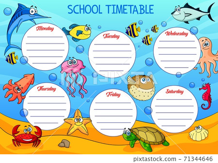 School timetable, schedule with underwater animals 71344646