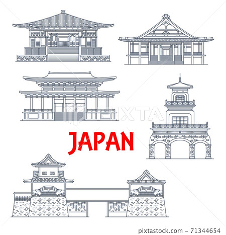 Japan landmarks, temples, tower gates and shrines 71344654