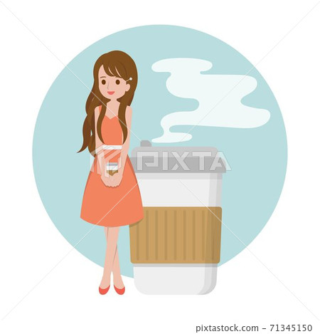 美麗的女人跟咖啡,金融商務辦公室,卡通漫畫插圖向量 美麗的女人跟咖啡,金融商務辦公室,卡通漫畫插圖向量 71345150