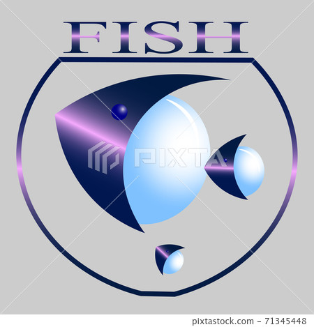 creative logo of seafood or aquarium fish in the form of abstract fish in the aquarium 71345448