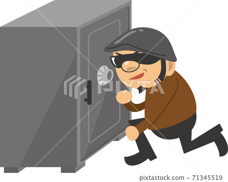 小偷打破保險箱的圖像插圖 71345519