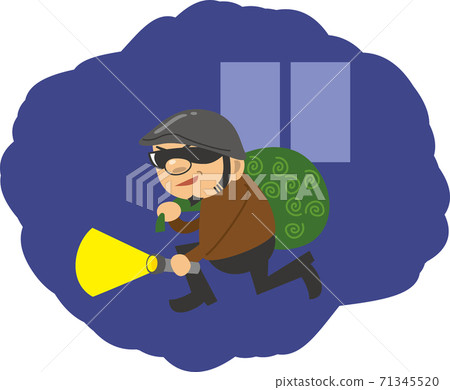 小偷在深夜潛行的圖像插圖 小偷在深夜潛行的圖像插圖 71345520