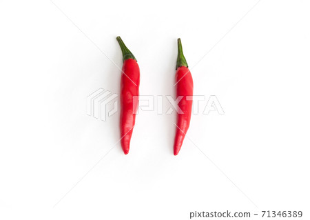 2 peppers, capsicum, white background 2 peppers, capsicum, white background 71346389