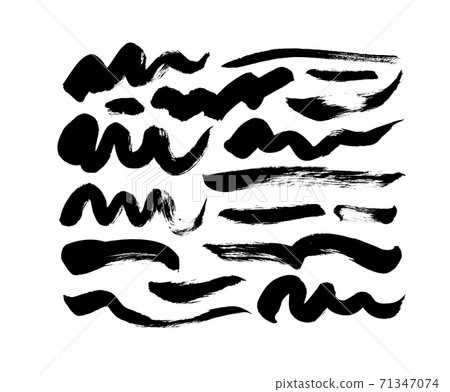 Black paint wavy brush strokes vector collection. Black paint wavy brush strokes vector collection. 71347074