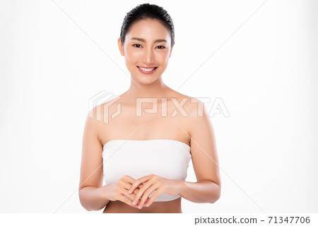 Beautiful young asian woman with clean fresh skin on white background, Face care, Facial treatment, Beautiful young asian woman with clean fresh skin on white background, Face care, Facial treatment, 71347706