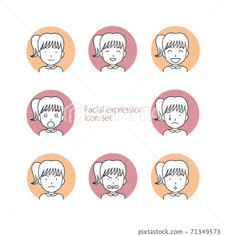 A set of simple icons for girls with different facial expressions 71349573