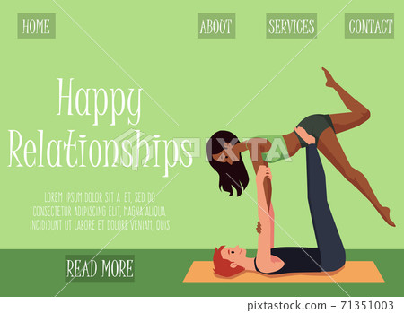 Young happy couple are engaged in fitness together a vector template for website Young happy couple are engaged in fitness together a vector template for website 71351003