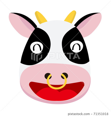 Illustration of a smiling Holstein dairy cow | Zodiac animal New Year's card material 71351018