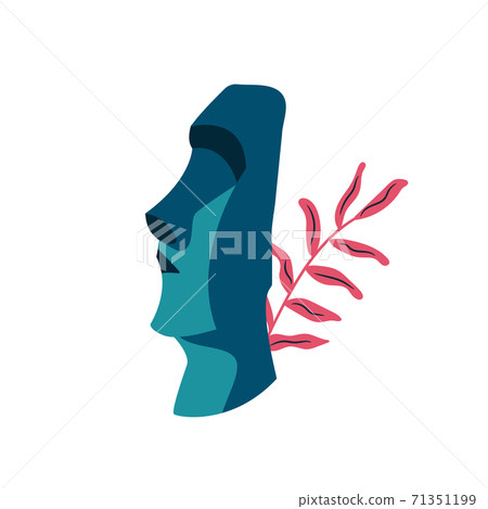Stone head, monumental statue on an Easter Island. 71351199