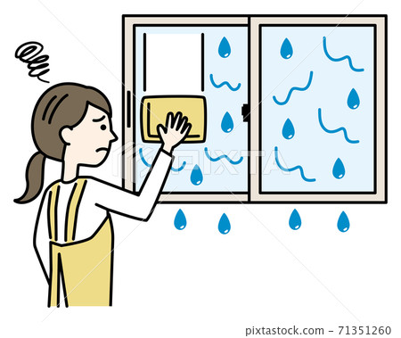 A woman in an apron suffering from window... - Stock Illustration ...