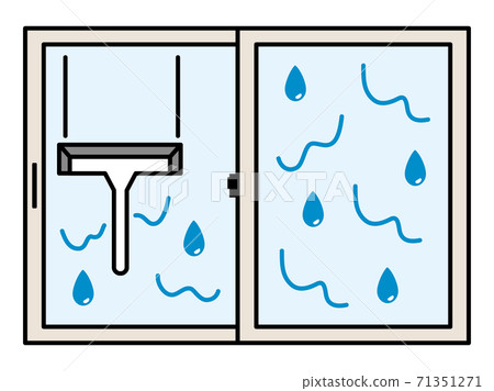 Illustration of cleaning a window wet with condensation with a wiper squishy Illustration of cleaning a window wet with condensation with a wiper squishy 71351271