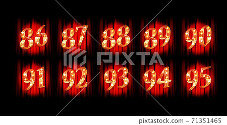 Gold numbers 86-95. Vector illustration Gold numbers 86-95. Vector illustration 71351465