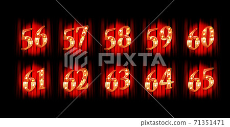 Gold numbers 56-65. Vector illustration 71351471