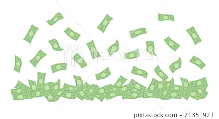 Money rain banner. Falling dollar banknotes on...-插圖素材 [71351921] - PIXTA圖庫