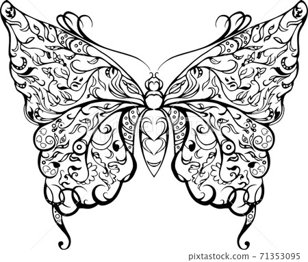 Black ornate butterfly isolated on white Black ornate butterfly isolated on white 71353095