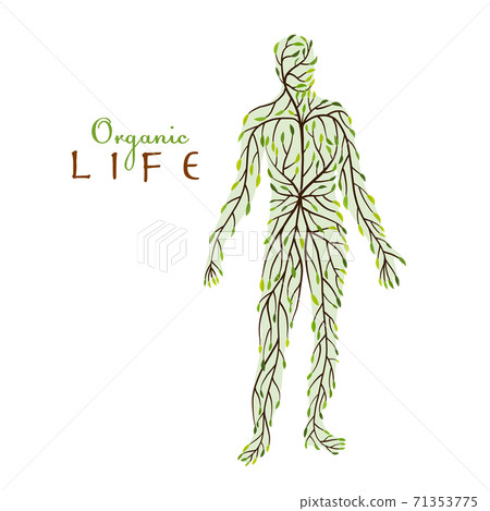 Organic Life concept. Green leaf people shape for your design Organic Life concept. Green leaf people shape for your design 71353775