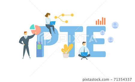 PTE, Pass-Through Entity. Concept with keywords, people and icons. Flat vector illustration. Isolated on white. PTE, Pass-Through Entity. Concept with keywords, people and icons. Flat vector illustration. Isolated on white. 71354337