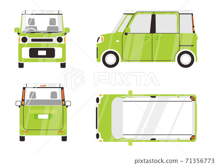 Yellow-green two-tone light car 4 side illustration 01 71356773