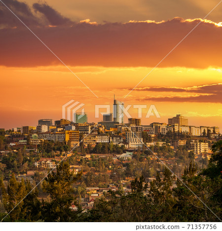 Kigali downtown skyscraper on top of the hill at dusk 71357756