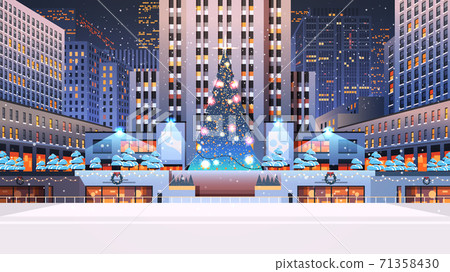 central city square with decorated christmas tree happy new year winter holidays celebration concept central city square with decorated christmas tree happy new year winter holidays celebration concept 71358430