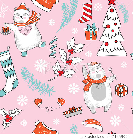 Seamless pattern vector Merry Christmas... - Stock Illustration ...
