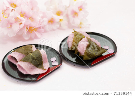 春季日本甜點Sakura Mochi _ Domyoji mochi和Chomyoji mochi 71359144