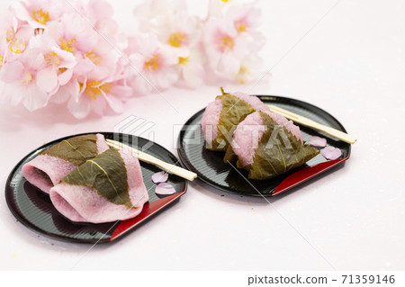 春季日本甜點Sakura Mochi _ Domyoji mochi和Chomyoji mochi 71359146