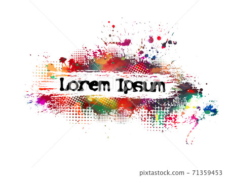 Multi color blots background. Grunge texture stroke line. Art ink dirty design. Border for artistic shape, paintbrush element. Frame for text. Mixed media. Vector illustration 71359453
