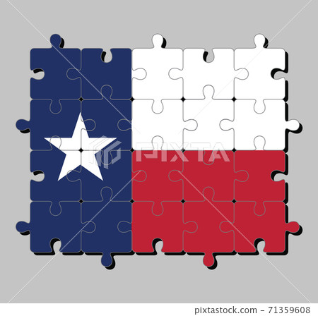 Jigsaw puzzle of Texas flag. Concept of Fulfillment or perfection. 71359608