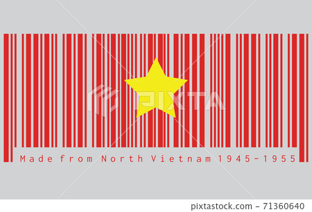Barcode set the color of North Vietnam 1945 to 1955 flag, concept of sale or business. Barcode set the color of North Vietnam 1945 to 1955 flag, concept of sale or business. 71360640