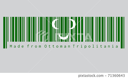 Barcode set the color of Ottoman Tripolitania 18th century flag. Three white crescent on green. 71360643