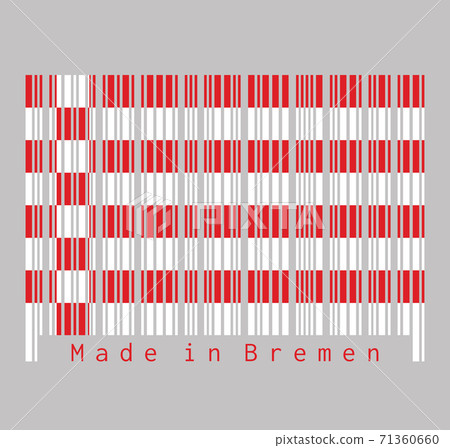 Barcode set the color of Bremen flag, a red and white flag. The States of Germany. Barcode set the color of Bremen flag, a red and white flag. The States of Germany. 71360660