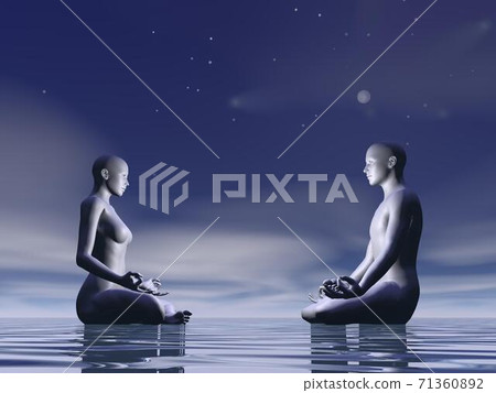 Night meditation - 3D render Night meditation - 3D render 71360892