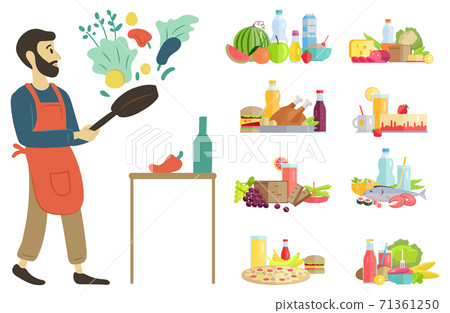 Person Cooking at Home, Set of Dishes Food Hobby 71361250