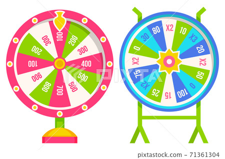 Set of wheel of fortune with winning numbers and sector bankrupt and bonus, flat style illustration Set of wheel of fortune with winning numbers and sector bankrupt and bonus, flat style illustration 71361304