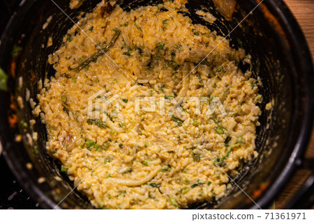 Mushroom Kalguksu Stir-fried Rice with Mushrooms, Water Parsley and Vegetables, Traditional Korean Food, 71361971