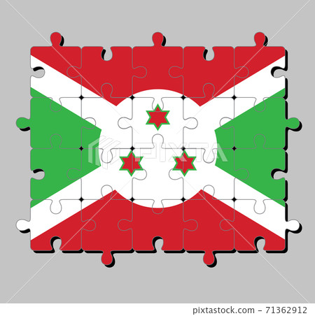 Jigsaw puzzle of Burundi flag. Concept of Fulfillment or perfection. Jigsaw puzzle of Burundi flag. Concept of Fulfillment or perfection. 71362912