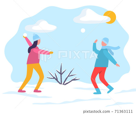 Childrens Activity Playing Snowball in Park Vector Childrens Activity Playing Snowball in Park Vector 71363111