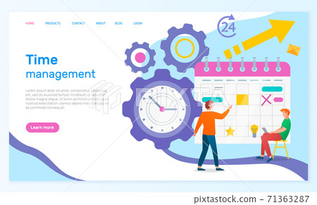 Time management landing page template. Concept planning, time organization of working day 71363287