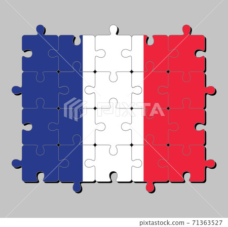 Jigsaw puzzle of France flag. Concept of Fulfillment or perfection. 71363527