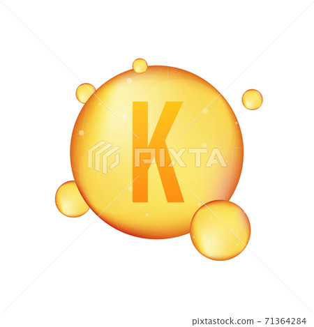 Vitamin k gold shining icon. Ascorbic acid. Vector illustration Vitamin k gold shining icon. Ascorbic acid. Vector illustration 71364284