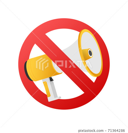 No megaphone speaker sign or no outbound speaker. Vector stock illustration. 71364286
